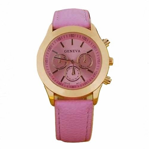 Ceas de dama Geneva, analog, mecanism quartz, stil casual, auriu/roz, carcasa aliaj