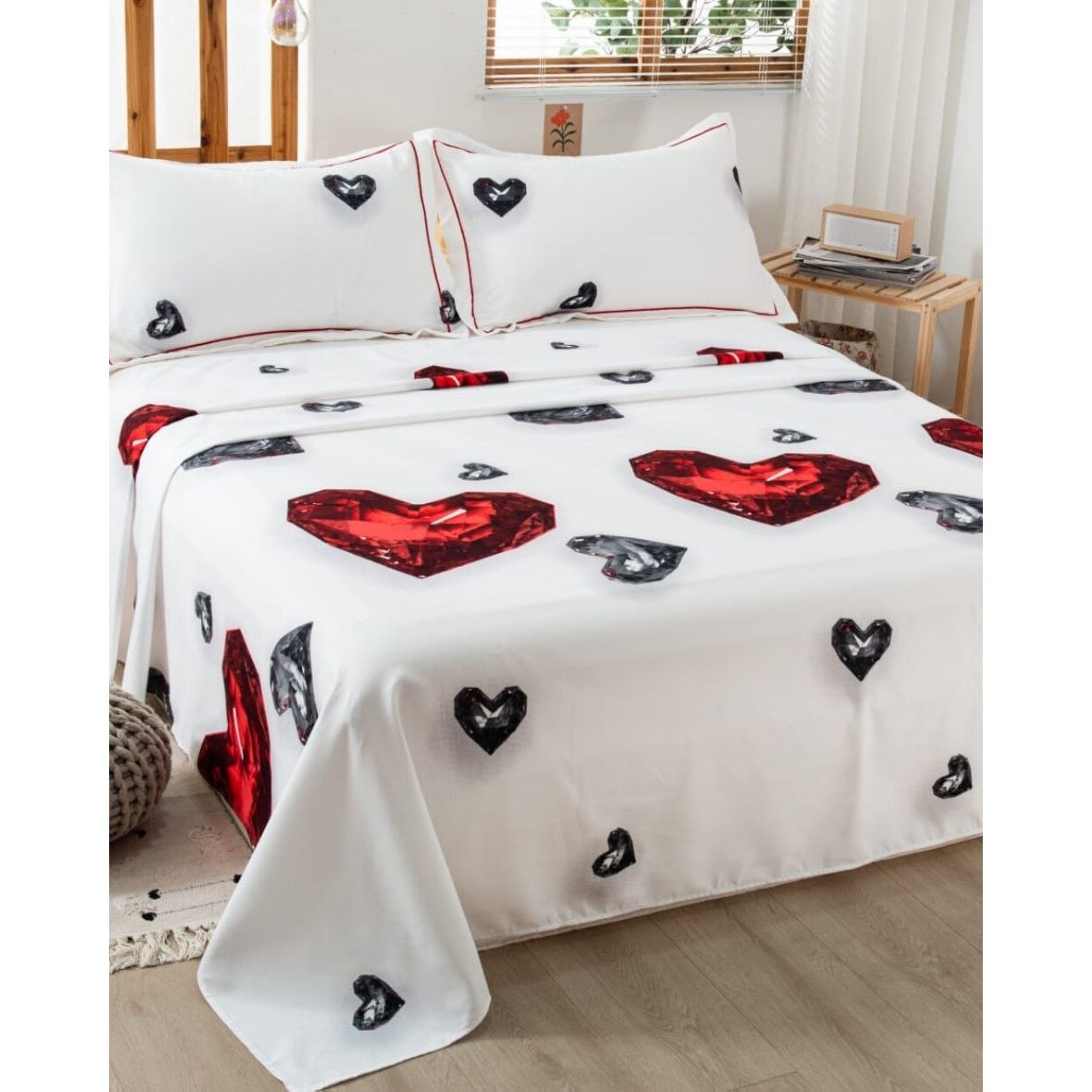 Cearceaf de Pat + 2 Fete de Perna pentru Pat Dublu, Finet, CPF-10