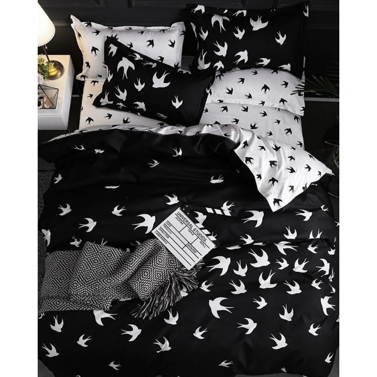 Lenjerie Bumbac Satinat 2 Fete - 4 Piese - White Crows