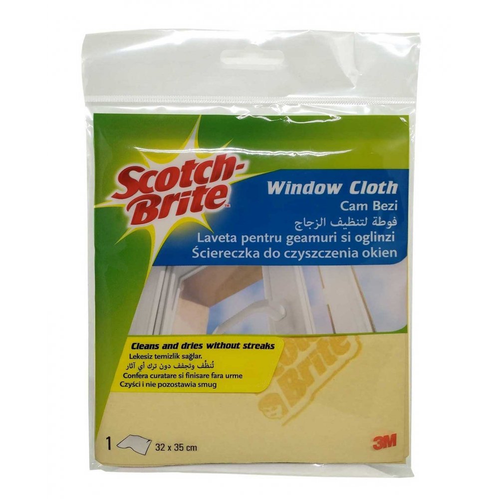 Laveta pentru Geamuri SCOTCH BRITE, 32x35 cm, Galbena, Microfibra