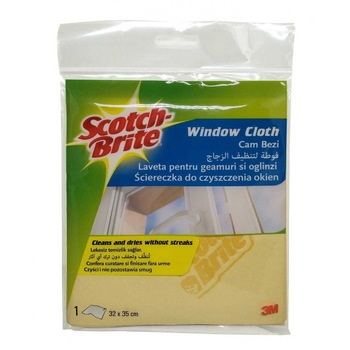 Laveta pentru Geamuri SCOTCH BRITE, 32x35 cm, Galbena, Microfibra Laveta pentru Geamuri SCOTCH BRITE, 32x35 cm, Galbena, Microfibra