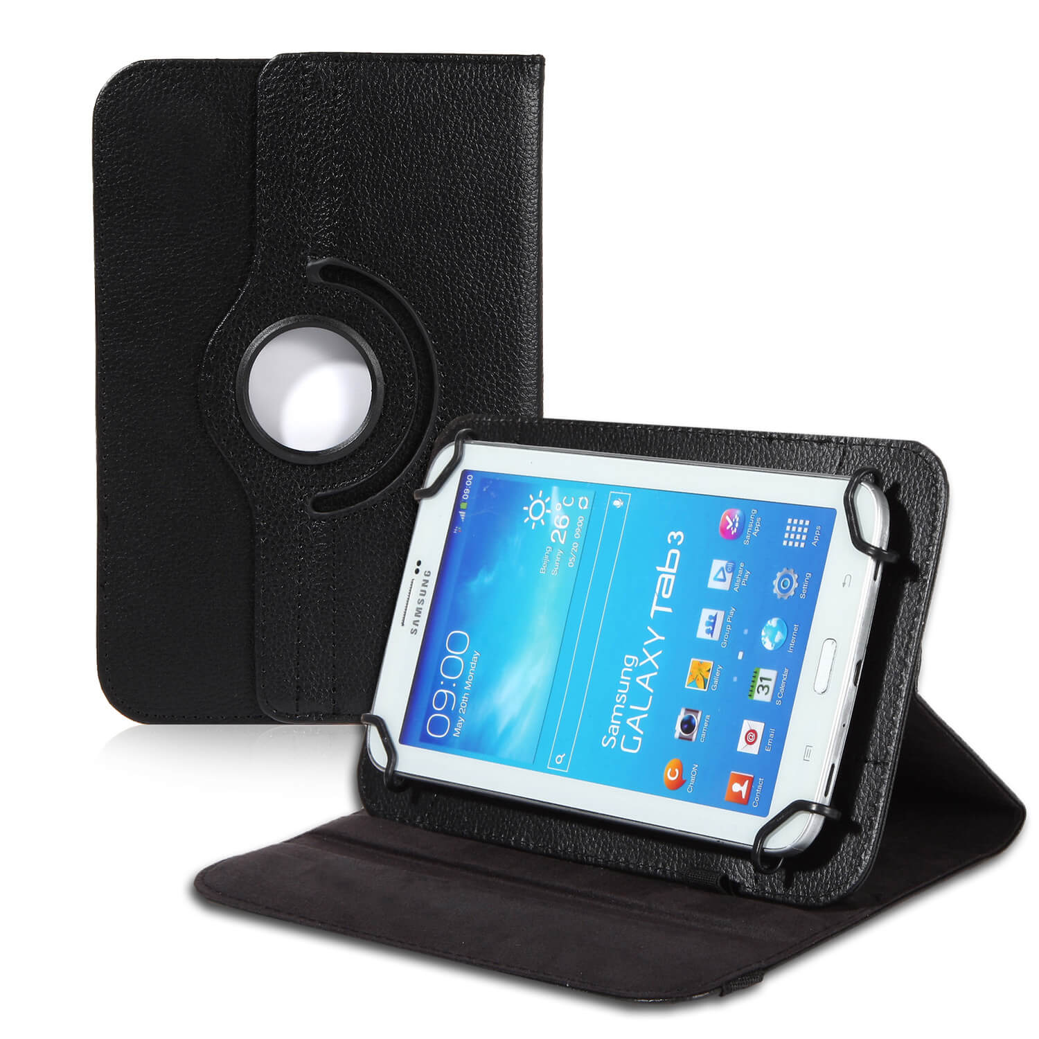 Husa de protectie 360° pentru tableta Universala, 7’’, Piele ecologica, Negru