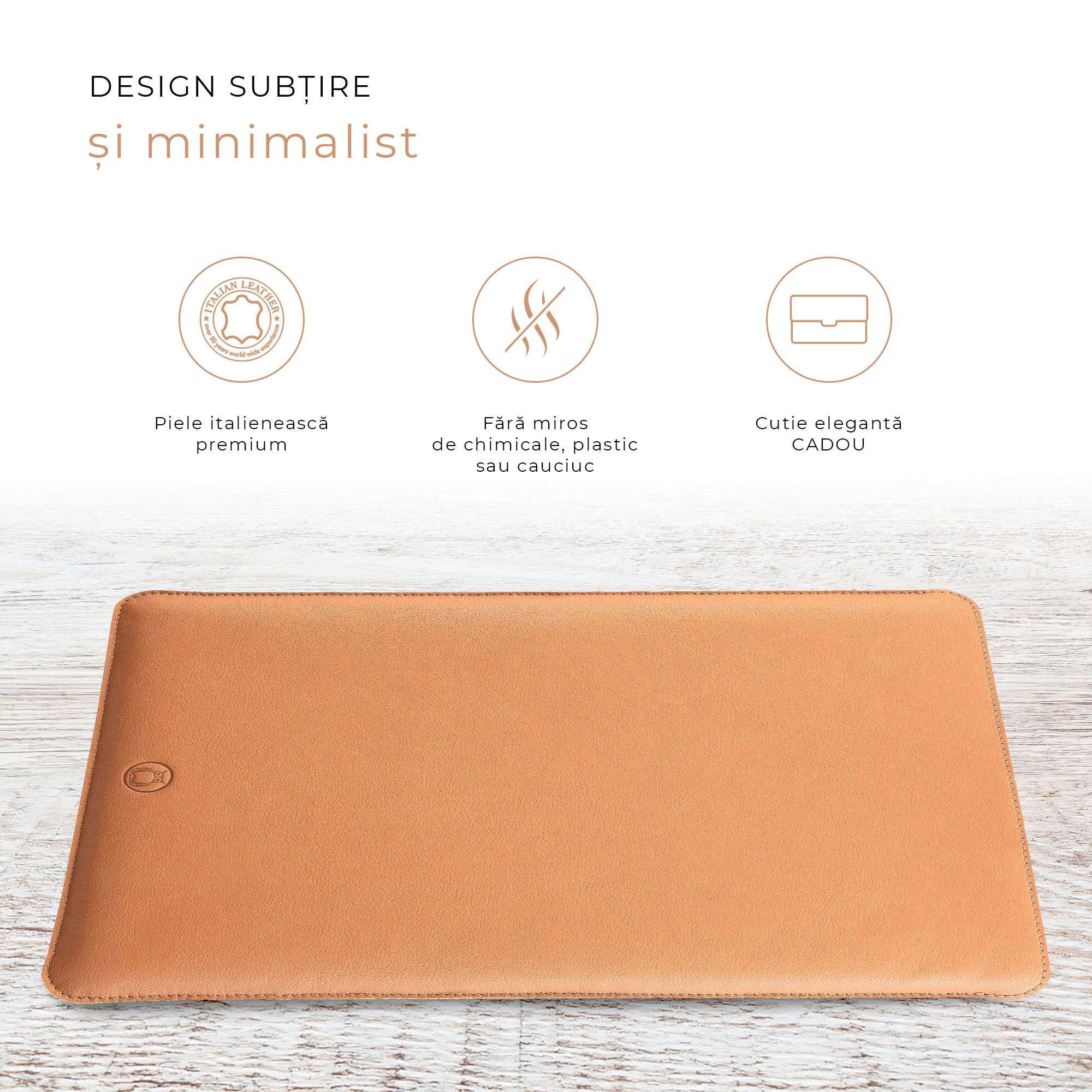 Husa laptop, MacBook PRO 15 inch, UNIKA, piele PU cu lana din fibre naturale, bej