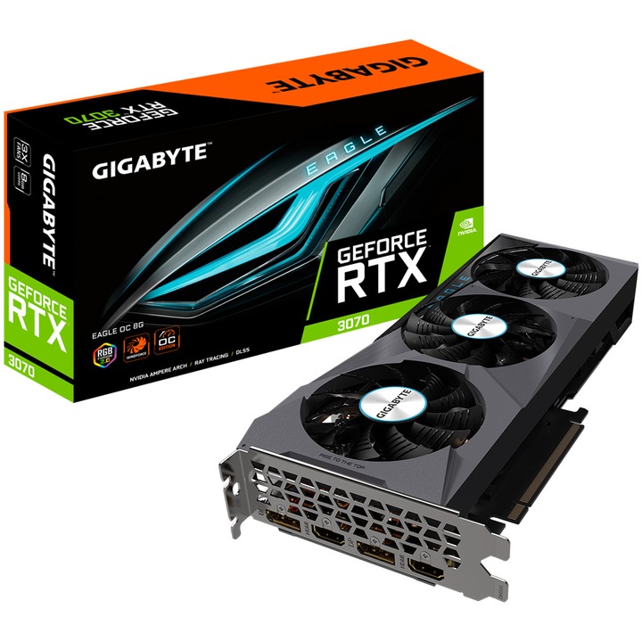 Placa video Gigabyte GeForce® RTX™ 3070 EAGLE OC 2.0 LHR, 8GB GDDR6, 256-bit