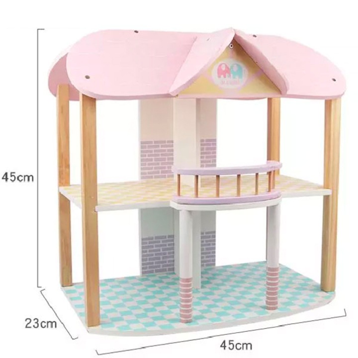 Casuta pentru papusi Big Pink Villa, din lemn, 19029 - Krista®