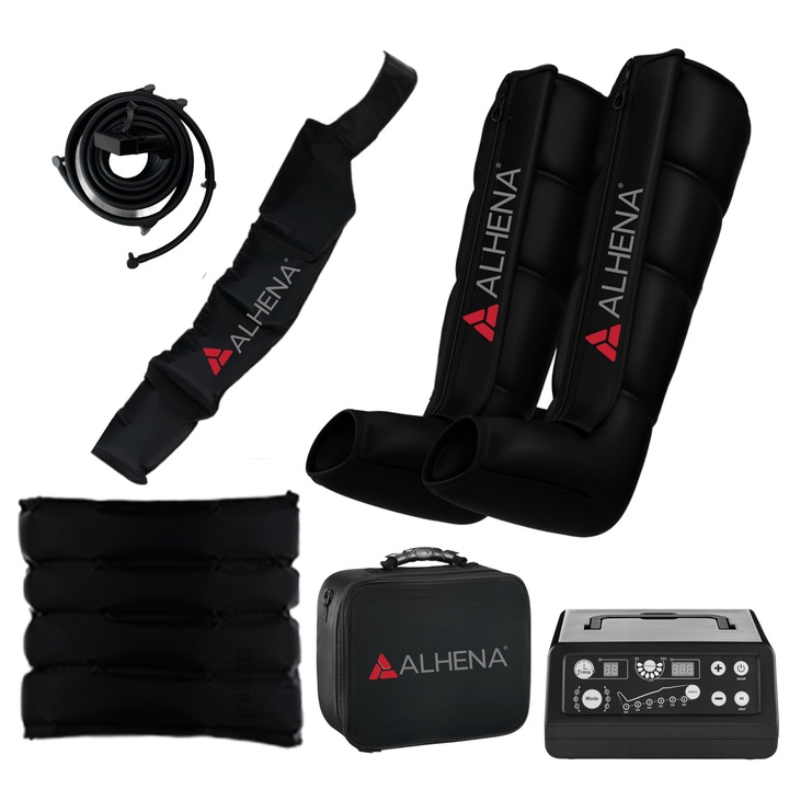 Професионален Апарат За Лимфен Дренаж И Пресотерапия, Alhena® M-PRO 3001, 4x8 Камери За Въздушна Компресия, 6 Програми За Терапия И Масаж, Регулируемо Налягане 30–250 mmHg, За Медицинско Възстановяване И Релаксация, Размер XL