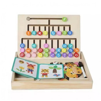 Joc Montessori 2 in 1, Tabla calcule matematice si Tabla magnetica pentru formarea de animalute Joc Montessori 2 in 1, Tabla calcule matematice si Tabla magnetica pentru formarea de animalute
