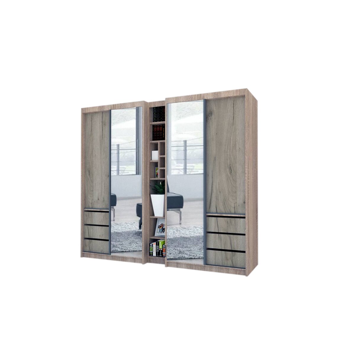 Dressing Genarom Book, Stejar Sonoma / Decor K002, 230 x 207 x 65 cm