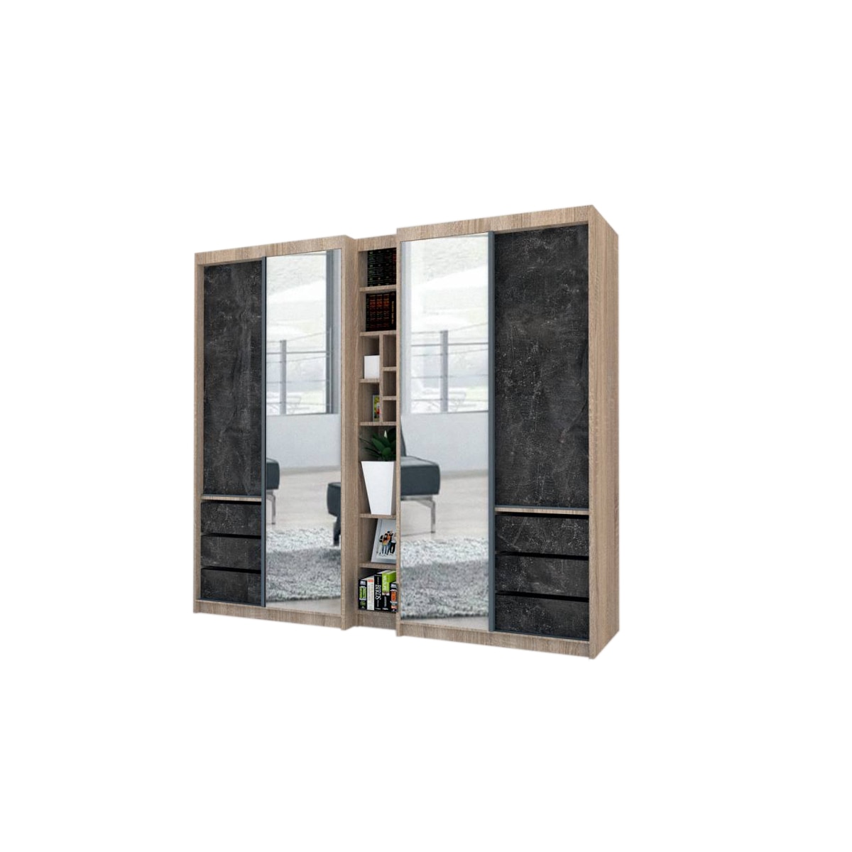 Dressing Genarom Book, Stejar Sonoma / Decor 4299, 230 x 207 x 65 cm