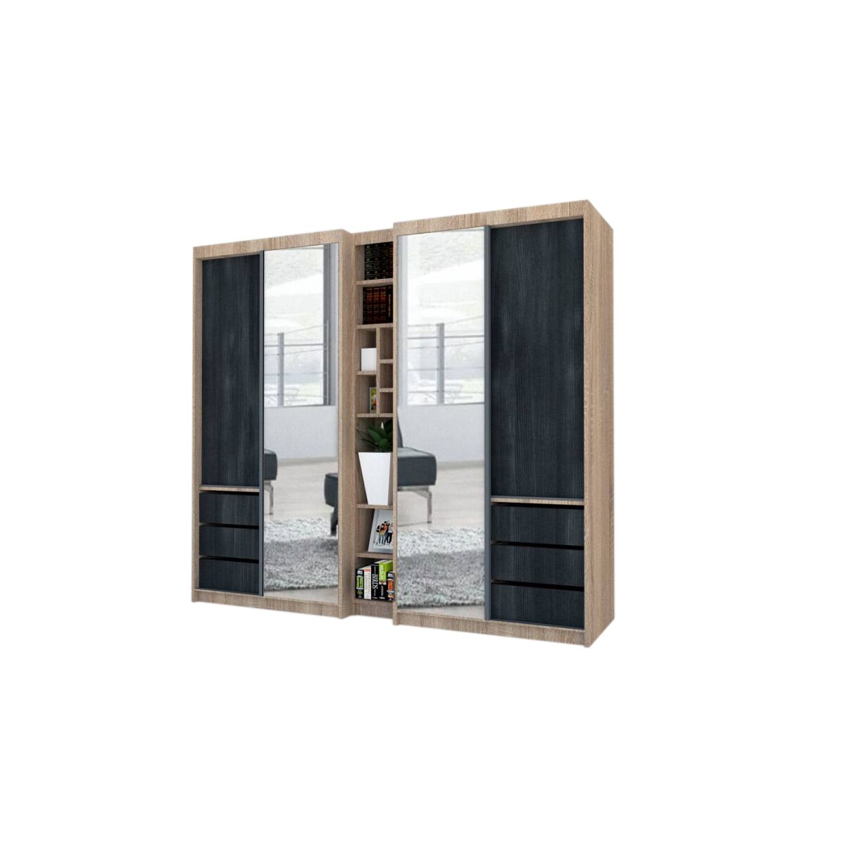 Dressing Genarom Book, Stejar Sonoma / Decor 8509, 230 x 207 x 65 cm