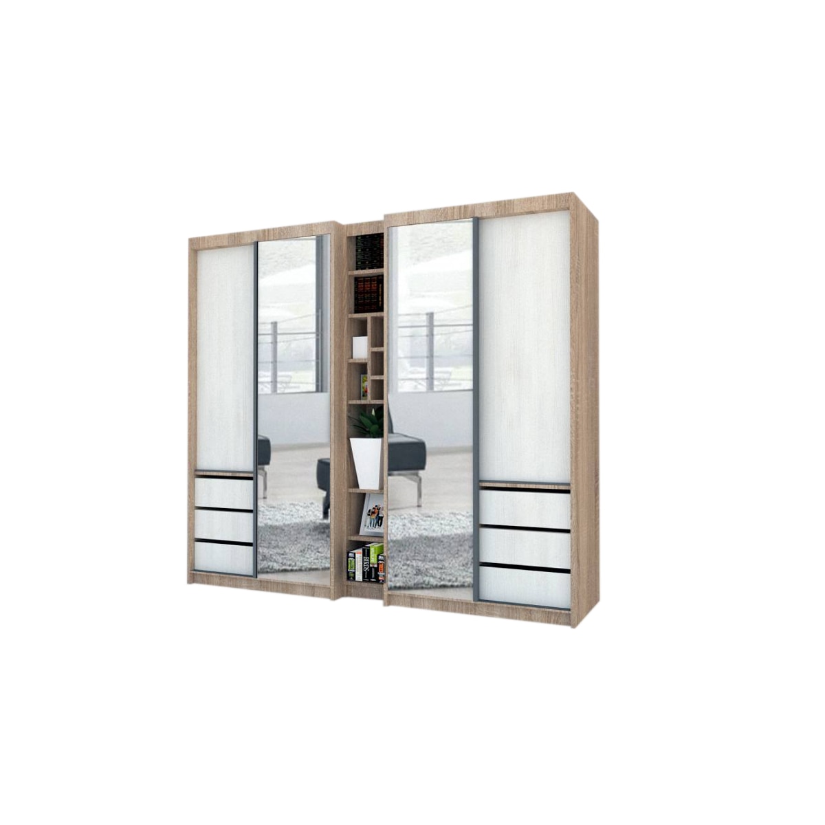 Dressing Genarom Book, Stejar Sonoma / Decor 8508, 230 x 207 x 65 cm