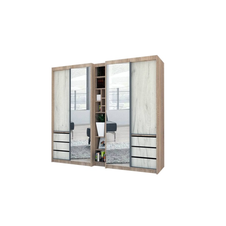 Dressing Genarom Book, Stejar Sonoma / Decor K001, 230 x 207 x 65 cm