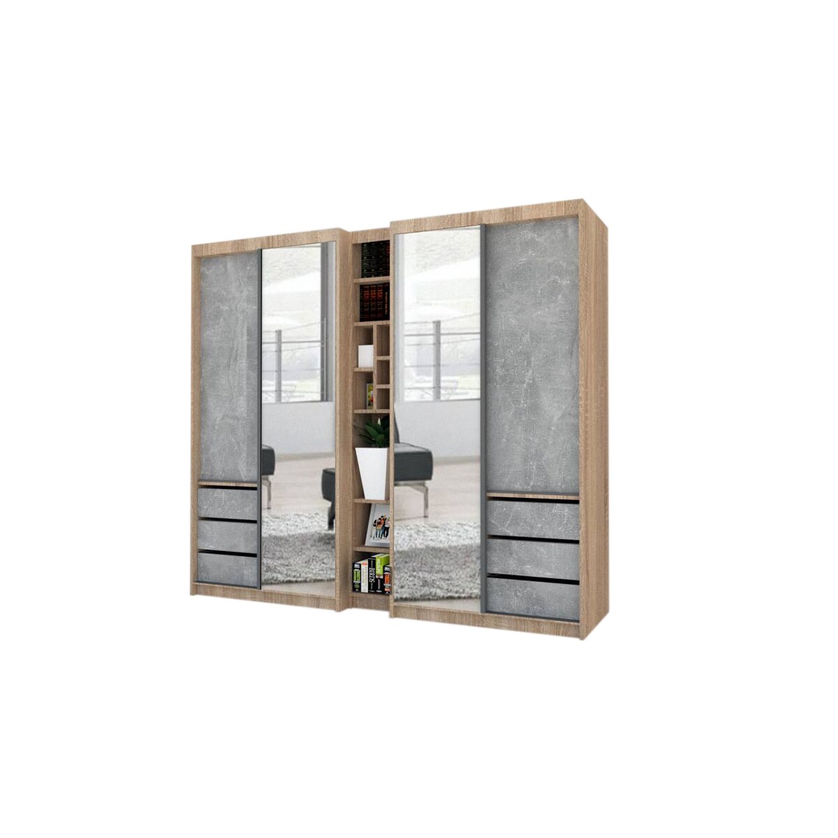 Dressing Genarom Book, Stejar Sonoma / Decor 4298, 230 x 207 x 65 cm