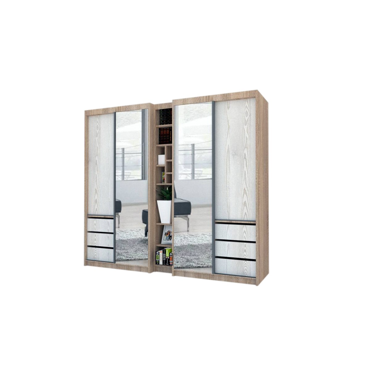 Dressing Genarom Book, Stejar Sonoma / Decor K010, 230 x 207 x 65 cm