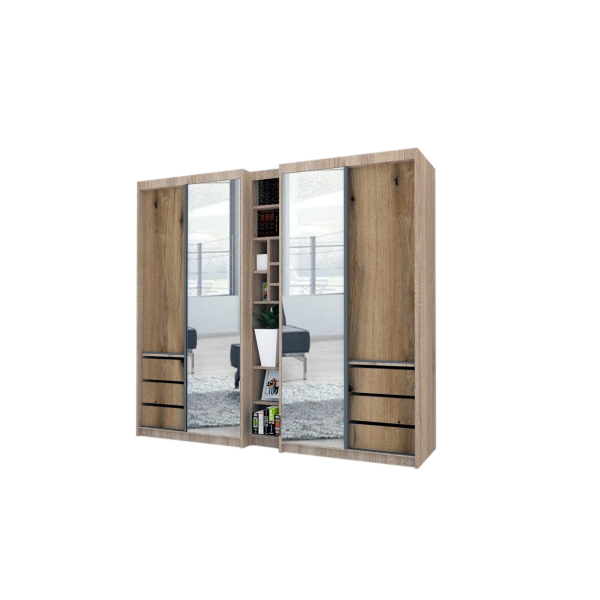 Dressing Genarom Book, Stejar Sonoma / Decor K365, 230 x 207 x 65 cm