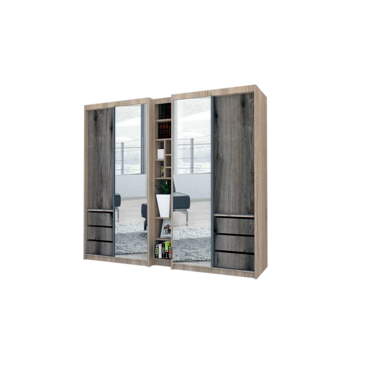 Dressing Genarom Book, Stejar Sonoma / Decor K366, 230 x 207 x 65 cm