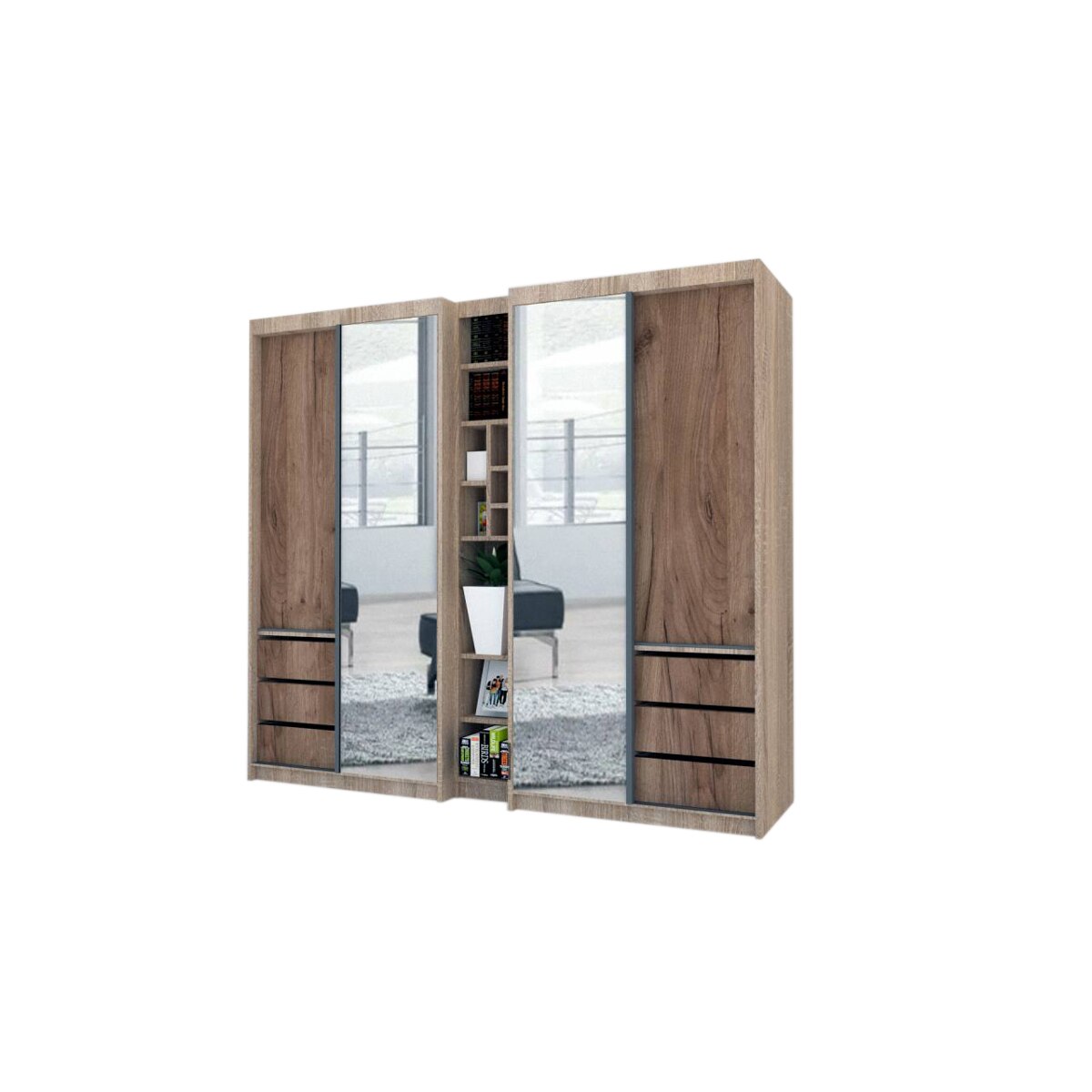 Dressing Genarom Book, Stejar Sonoma / Decor K004, 230 x 207 x 65 cm
