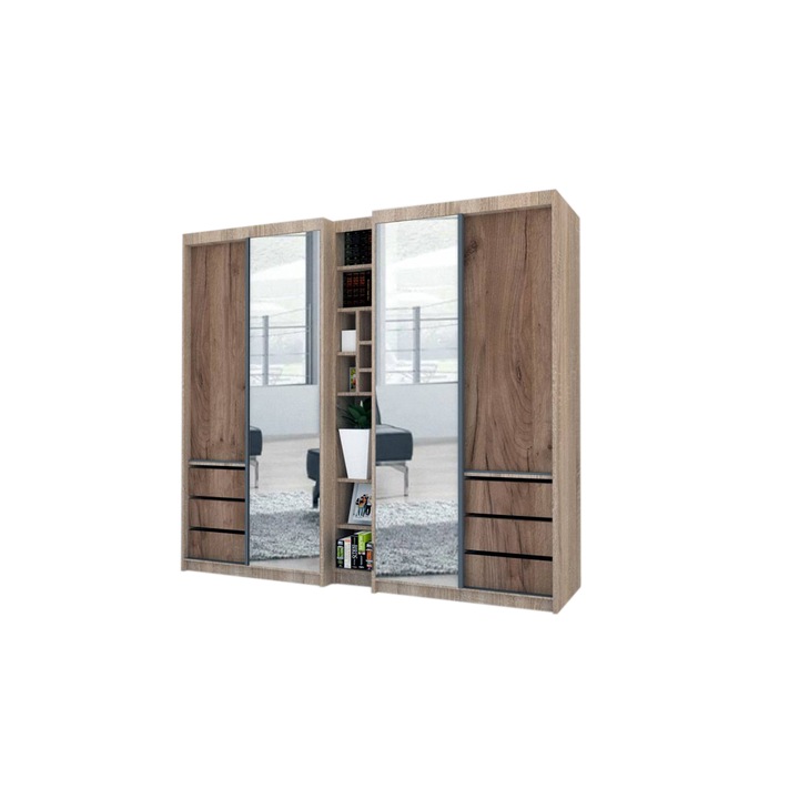 Dressing Genarom Book, Stejar Sonoma / Decor K004, 230 x 207 x 65 cm