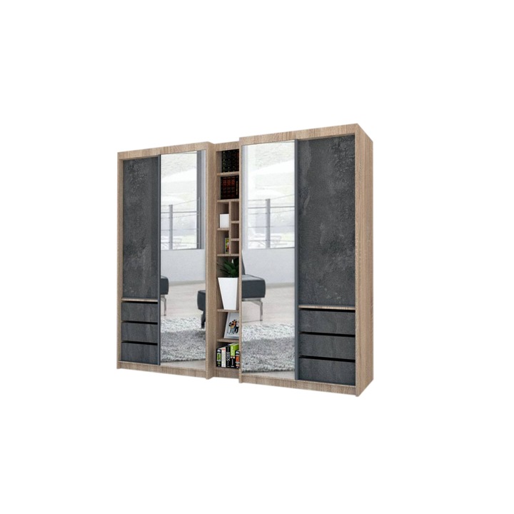 Dressing Genarom Book, Stejar Sonoma / Decor K352, 230 x 207 x 65 cm