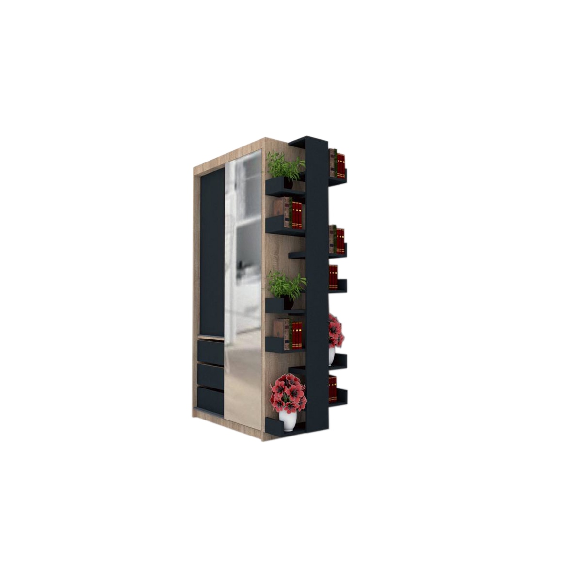 Dressing Genarom Bob cu Raft, Stejar Sonoma / Decor 0164, 120 x 207 x 65 cm