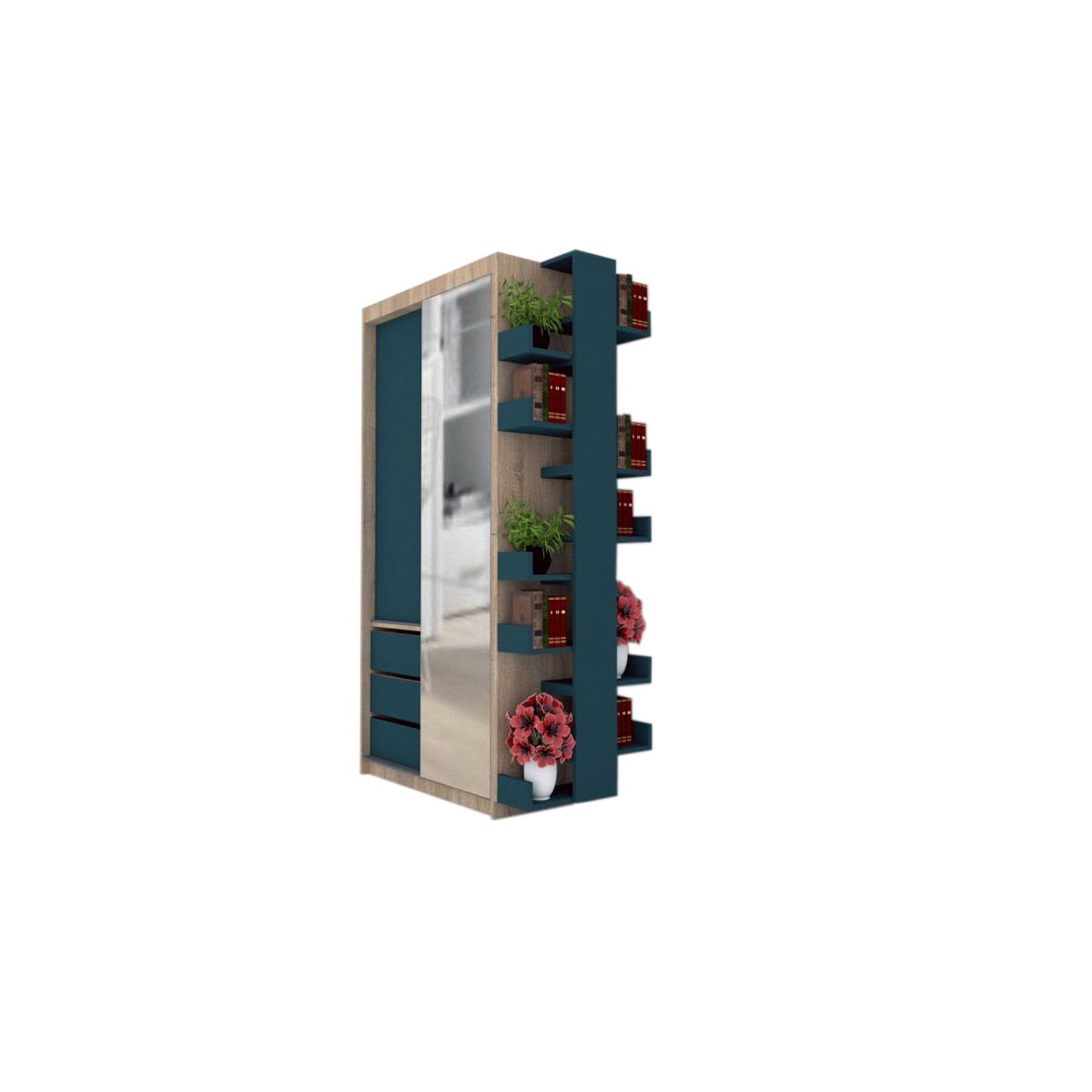 Dressing Genarom Bob cu Raft, Stejar Sonoma / Decor 0244, 120 x 207 x 65 cm