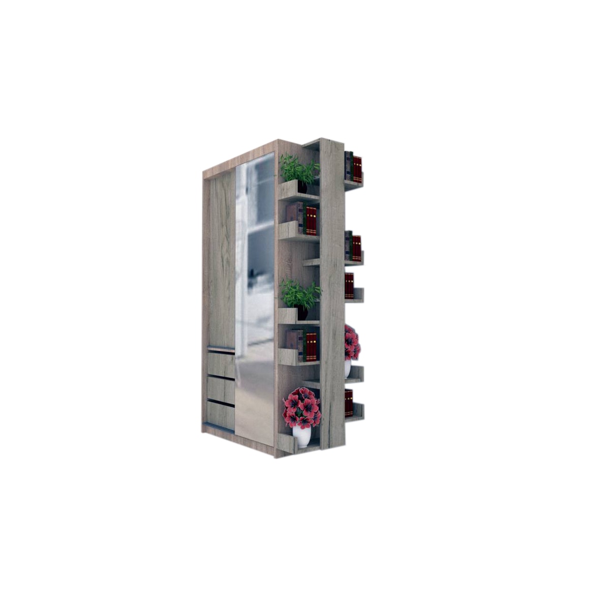 Dressing Genarom Bob cu Raft, Stejar Sonoma / Decor K002, 120 x 207 x 65 cm