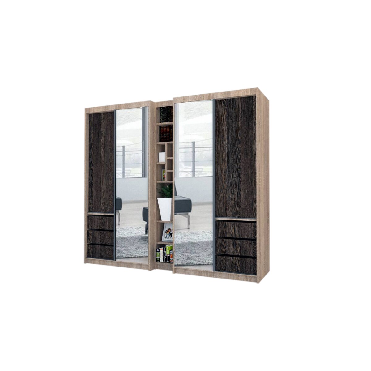 Dressing Genarom Book, Stejar Sonoma / Decor 7648, 230 x 207 x 65 cm