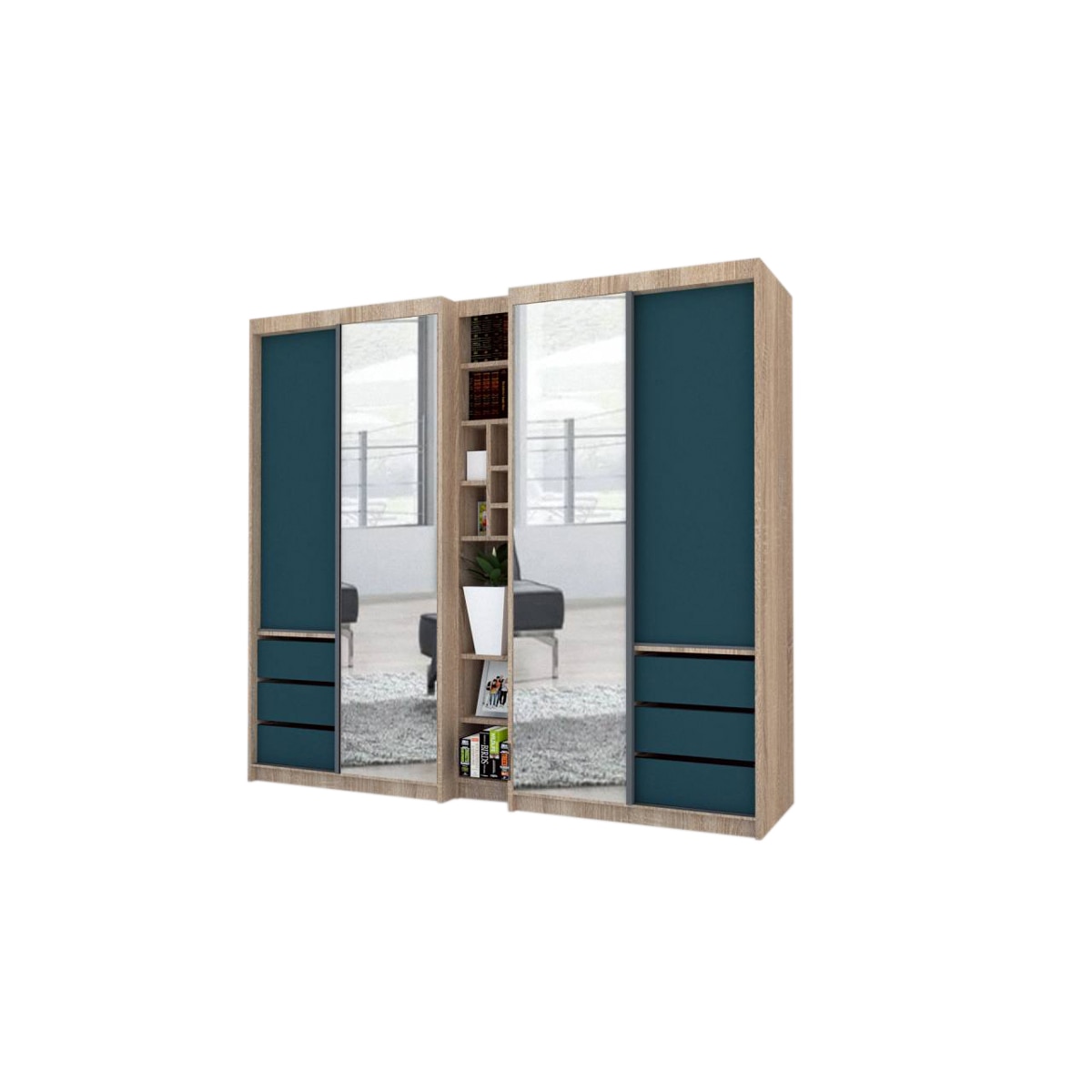 Dressing Genarom Book, Stejar Sonoma / Decor 0244, 230 x 207 x 65 cm