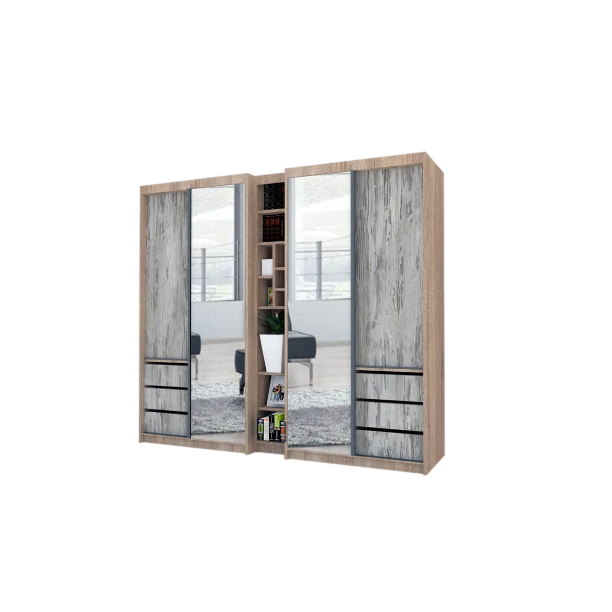 Dressing Genarom Book, Stejar Sonoma / Decor K084, 230 x 207 x 65 cm