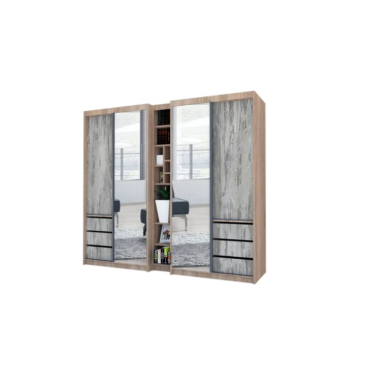 Dressing Genarom Book, Stejar Sonoma / Decor K084, 230 x 207 x 65 cm