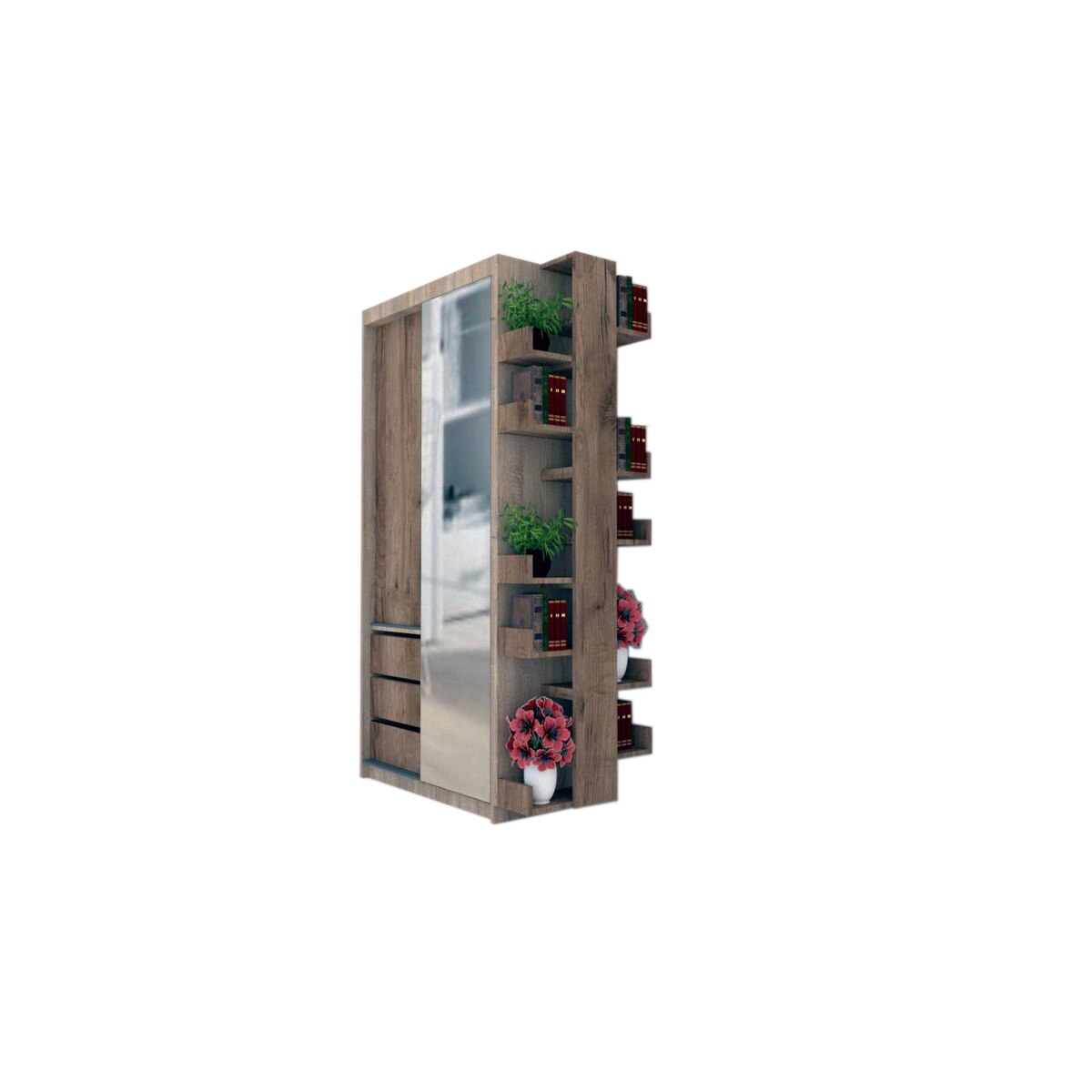 Dressing Genarom Bob cu Raft, Stejar Sonoma / Decor K004, 120 x 207 x 65 cm