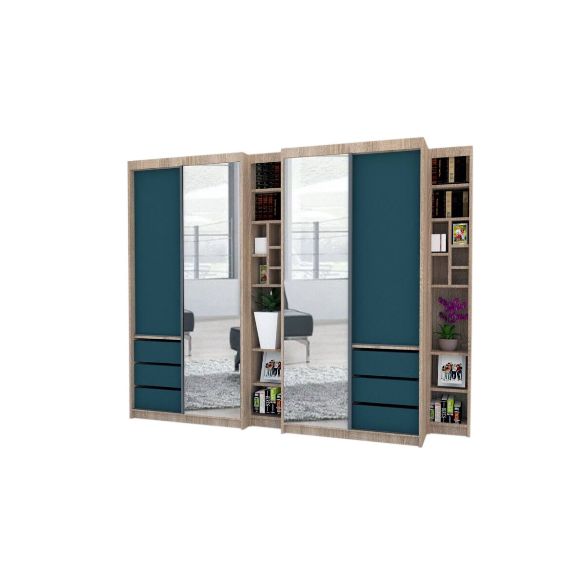 Dressing Genarom Book Large, Stejar Sonoma / Decor 0244, 260 x 207 x 65 cm