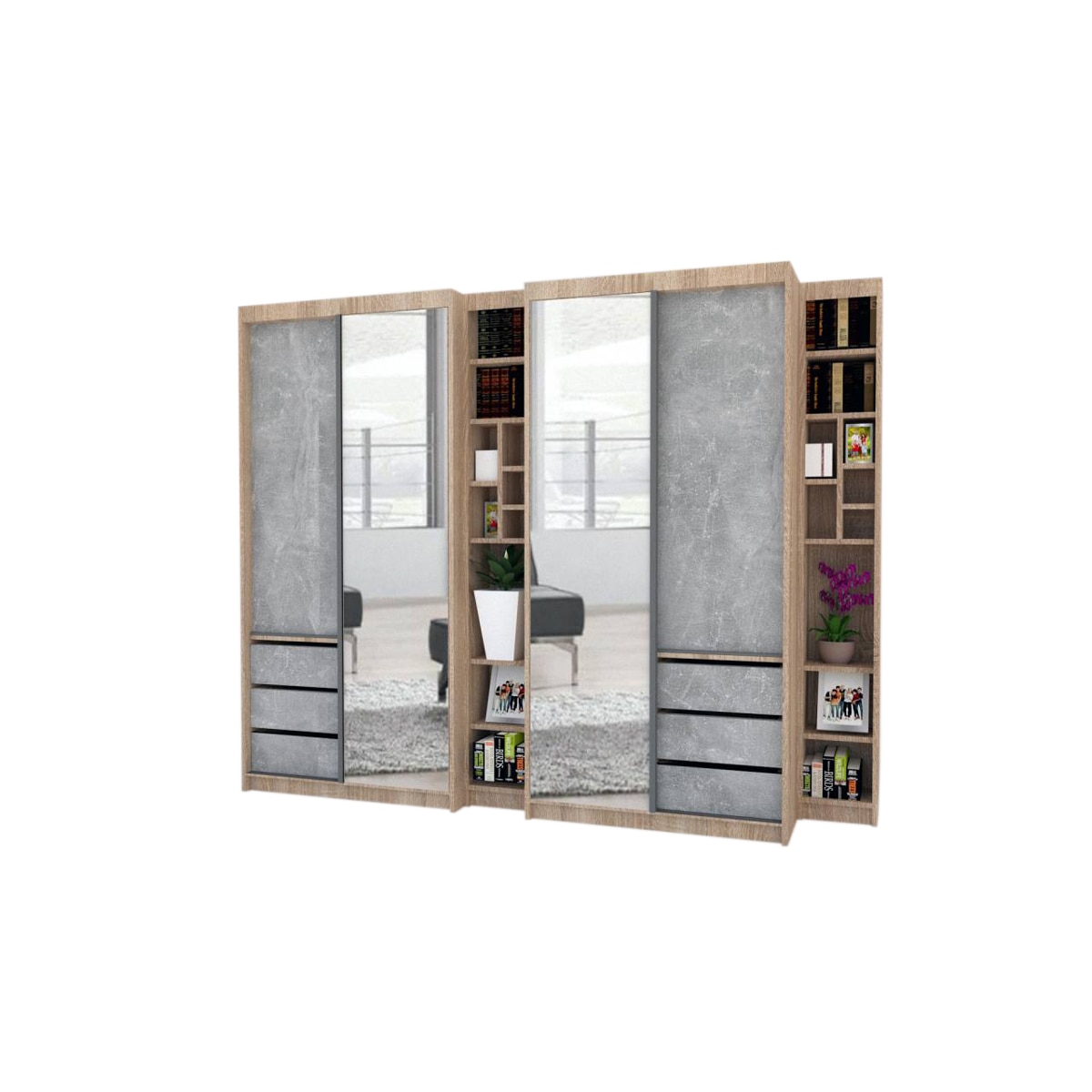 Dressing Genarom Book Large, Stejar Sonoma / Decor 4298, 260 x 207 x 65 cm