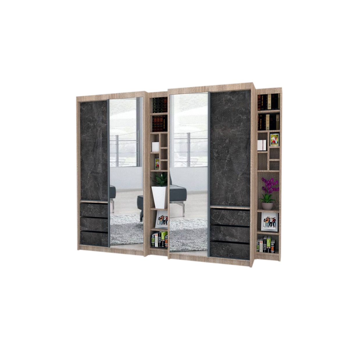 Dressing Genarom Book Large, Stejar Sonoma / Decor 4299, 260 x 207 x 65 cm