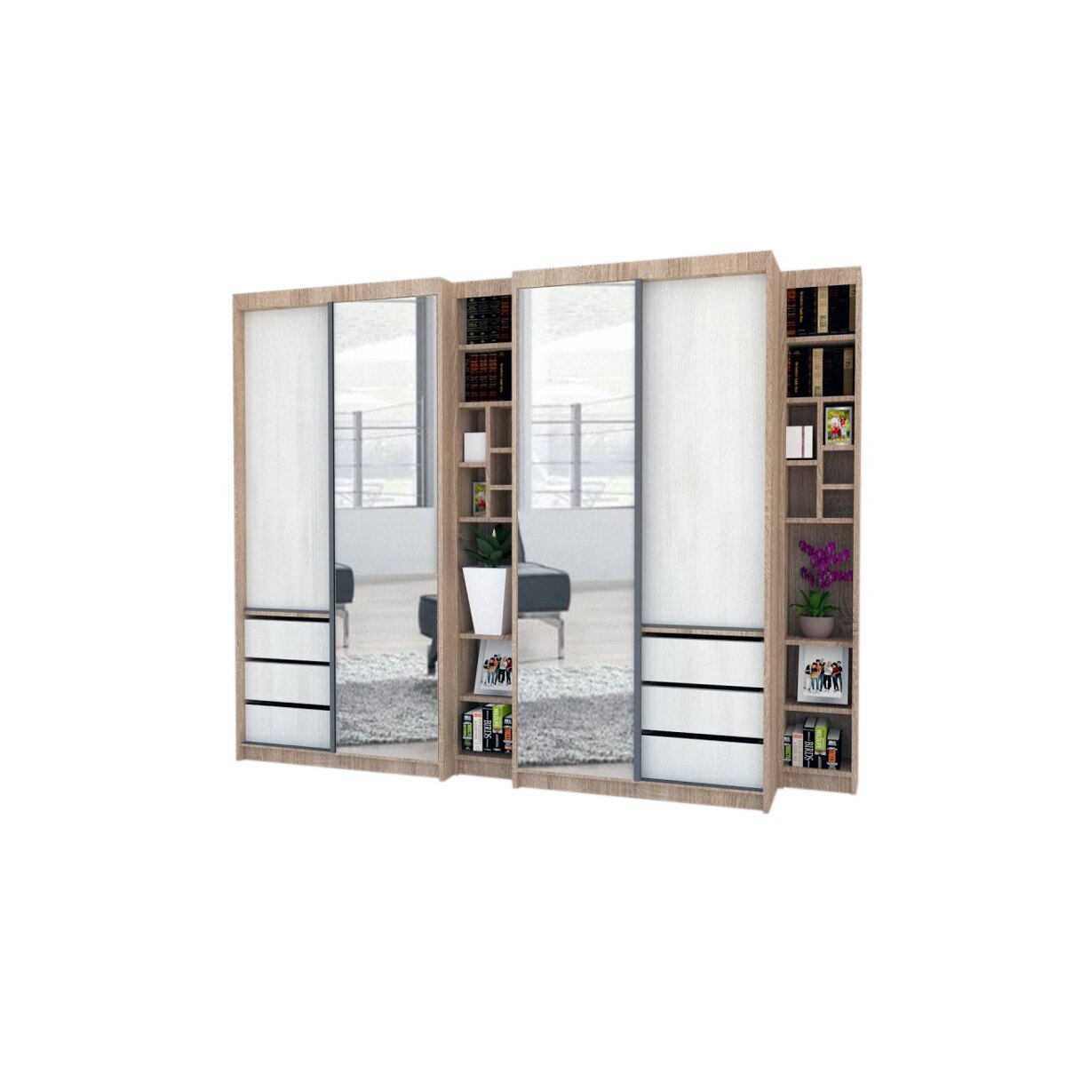 Dressing Genarom Book Large, Stejar Sonoma / Decor 8508, 260 x 207 x 65 cm