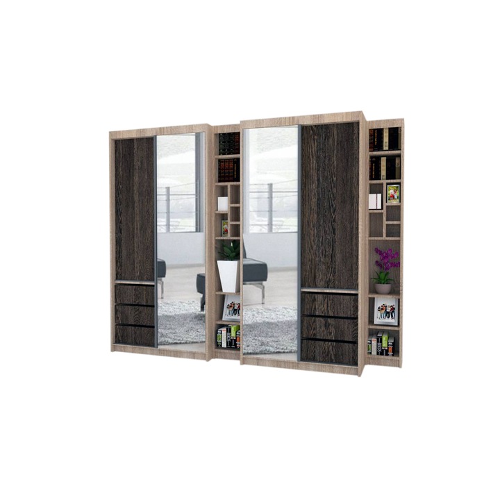 Dressing Genarom Book Large, Stejar Sonoma / Decor 7648, 260 x 207 x 65 cm