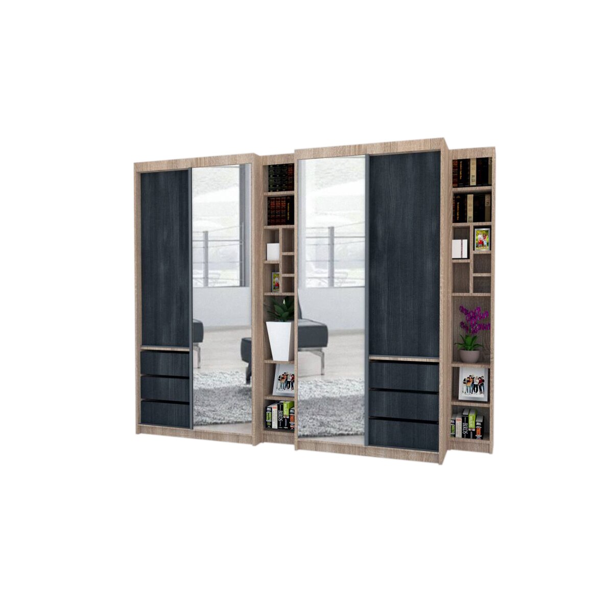 Dressing Genarom Book Large, Stejar Sonoma / Decor 8509, 260 x 207 x 65 cm