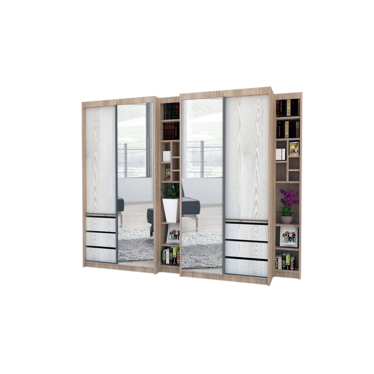 Dressing Genarom Book Large, Stejar Sonoma / Decor K010, 260 x 207 x 65 cm