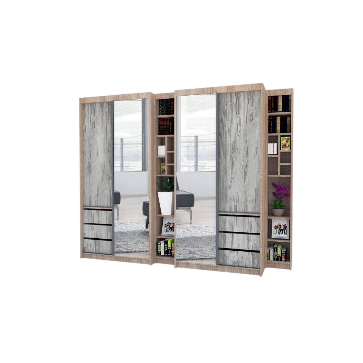Dressing Genarom Book Large, Stejar Sonoma / Decor K084, 260 x 207 x 65 cm