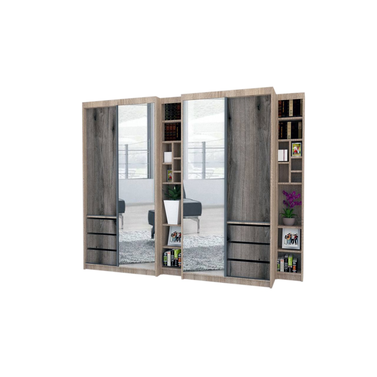 Dressing Genarom Book Large, Stejar Sonoma / Decor K366, 260 x 207 x 65 cm