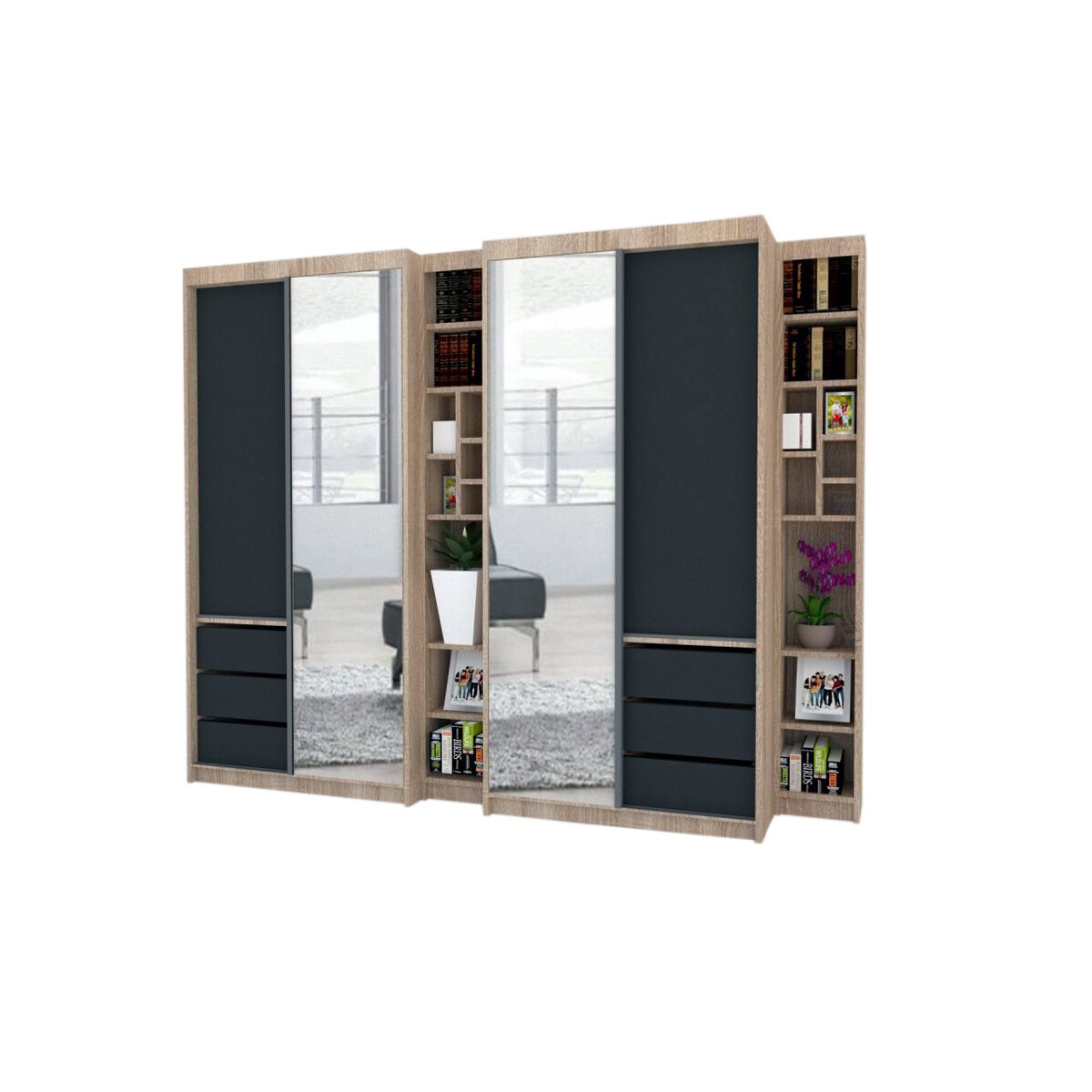 Dressing Genarom Book Large, Stejar Sonoma / Decor 0164, 260 x 207 x 65 cm