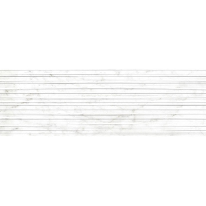 Faianta tip marmura cu aspect 3D Bianco Lines White 25.5x75.5 cm, Alb, Cutie 1.17 MP