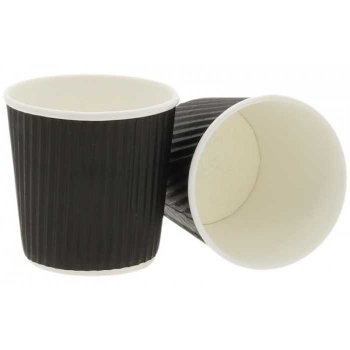 Set pahare din carton negru, model ripped, 120ml - 4oz, D62mm, 50buc/set