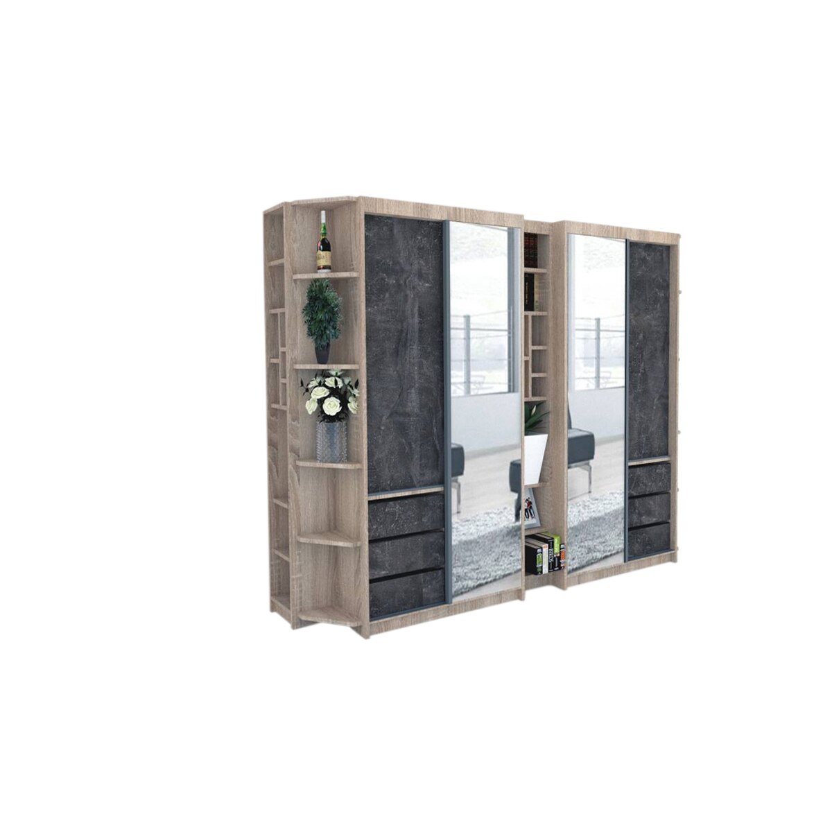 Dressing Genarom Bell, Stejar Sonoma / Decor 4299, 280 x 207 x 65 cm