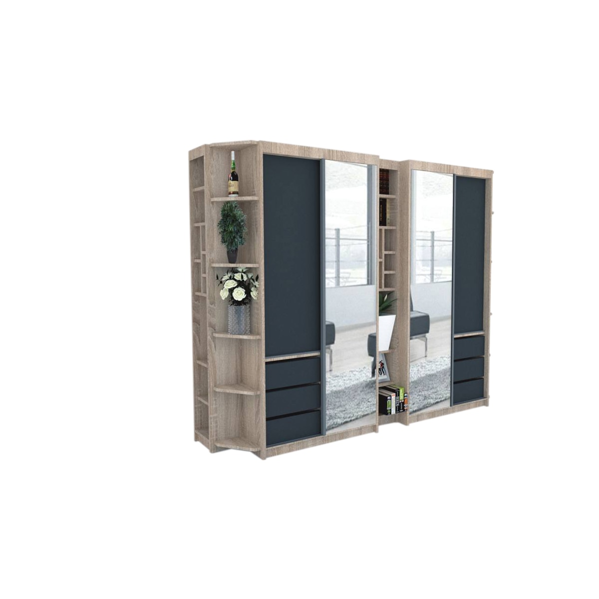 Dressing Genarom Bell, Stejar Sonoma / Decor 0164, 280 x 207 x 65 cm