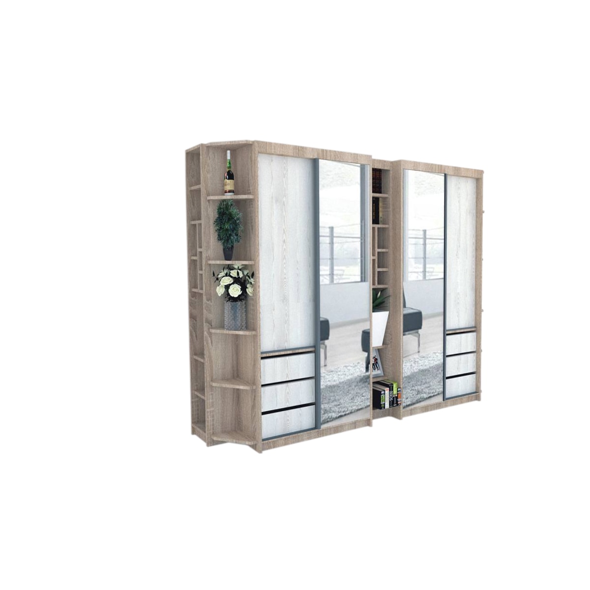 Dressing Genarom Bell, Stejar Sonoma / Decor K010, 280 x 207 x 65 cm