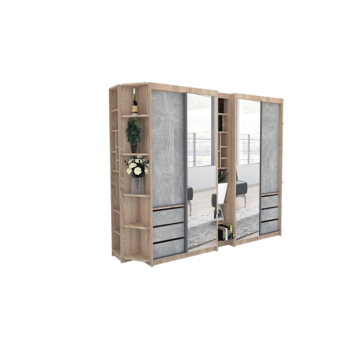 Dressing Genarom Bell, Stejar Sonoma / Decor 4298, 280 x 207 x 65 cm