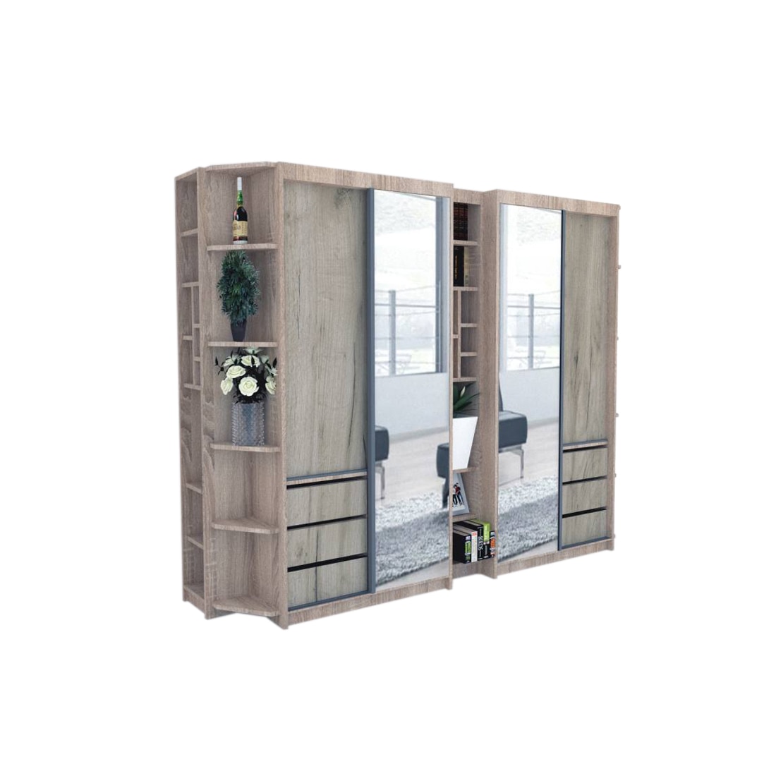 Dressing Genarom Bell, Stejar Sonoma / Decor K002, 280 x 207 x 65 cm