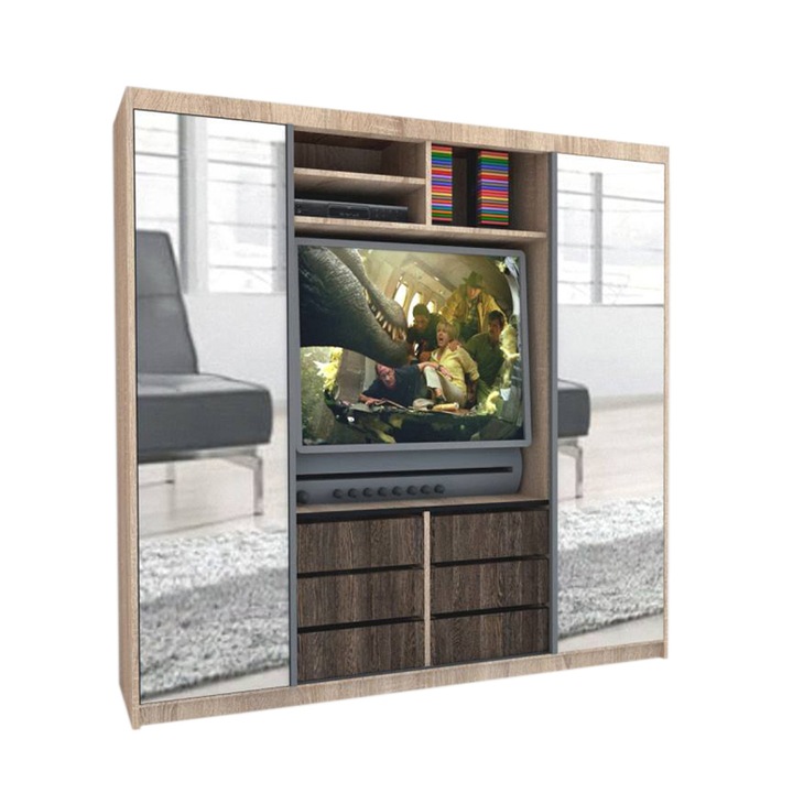 Dressing Genarom Rtv, Stejar Sonoma / Decor 7648, 200 x 207 x 65 cm