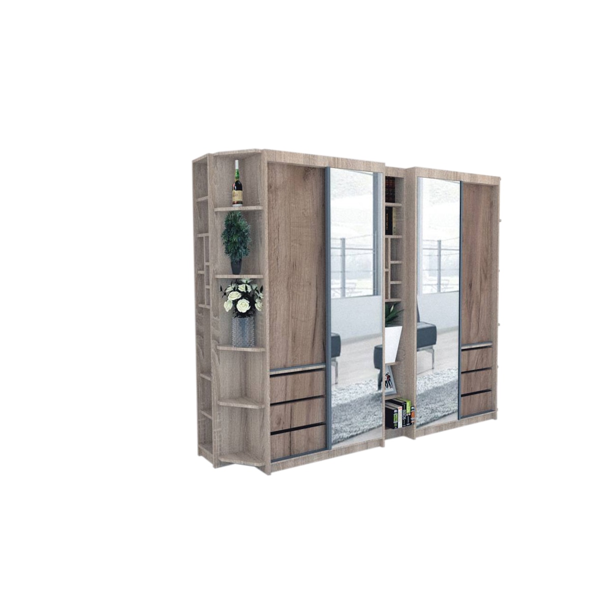 Dressing Genarom Bell, Stejar Sonoma / Decor K004, 280 x 207 x 65 cm